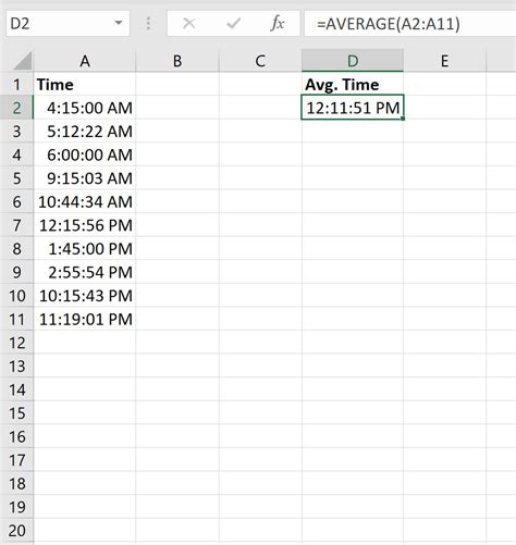 Average Time Calculation in Excel