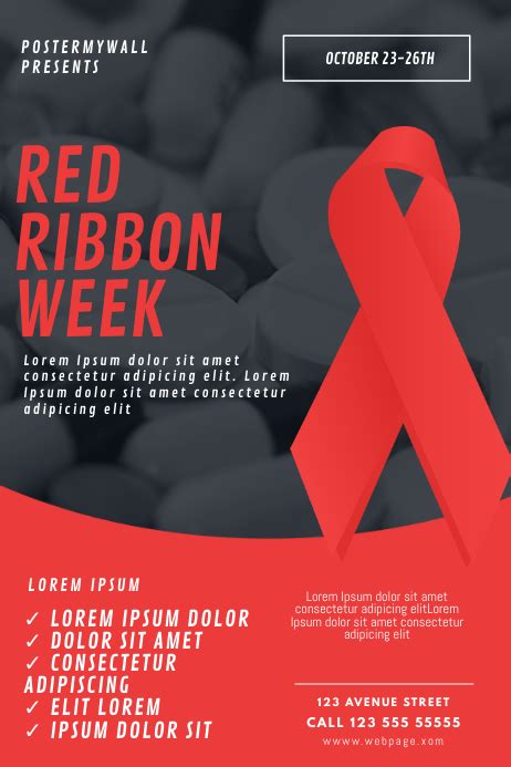 Awareness Ribbon Red Ribbon Week Flyer Template