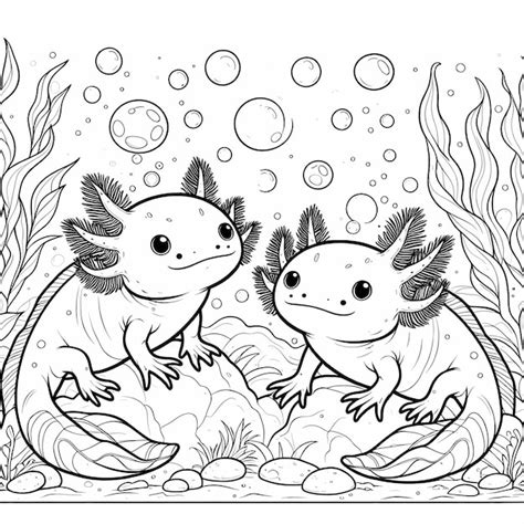 Axolotl Scenes Coloring Pages