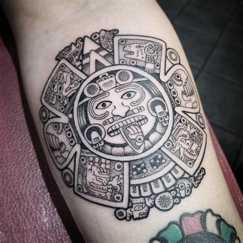 Aztec calendar tattoo