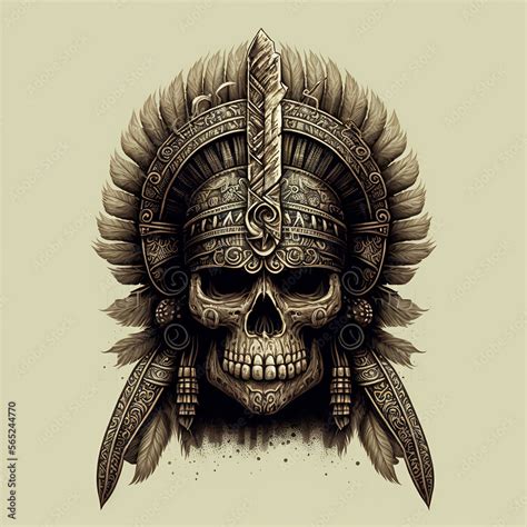 Aztec skull tattoo design