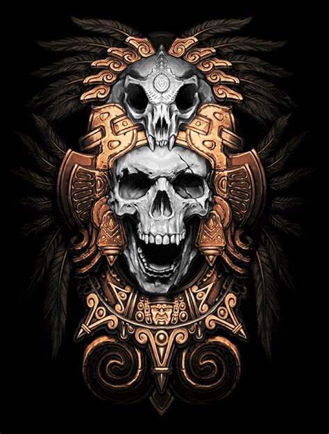 Aztec skull tattoo design