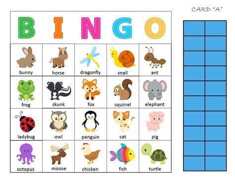 Baby Animal Bingo Template