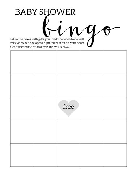 Baby Bingo Cards Template 10