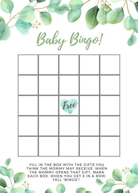 Baby Bingo Template Design