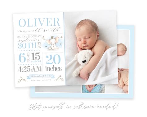 Baby birth announcement templates