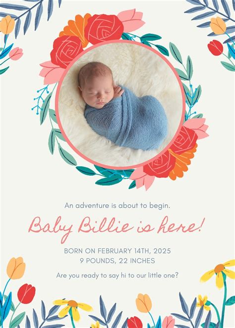 Baby birth announcement templates