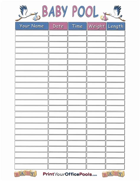 Baby Due Date Pool Template Tracking