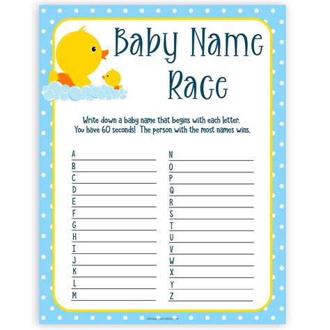 Baby Name Race Template