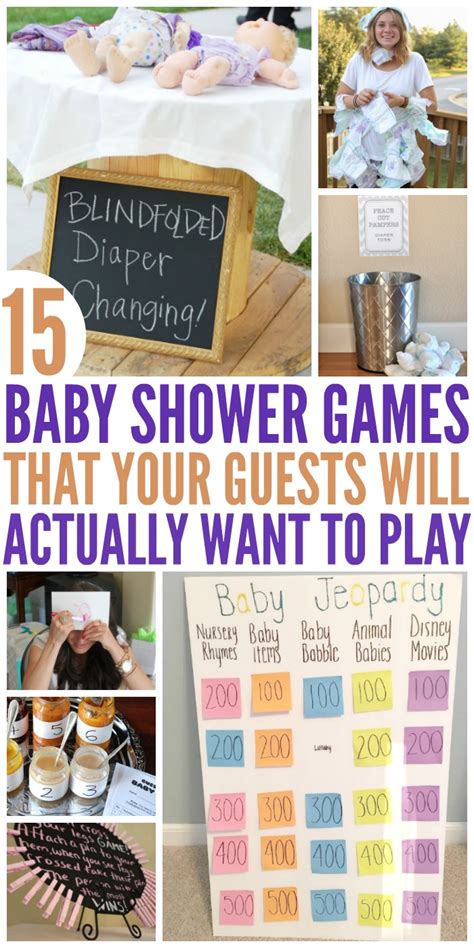 A collection of baby shower games and activities