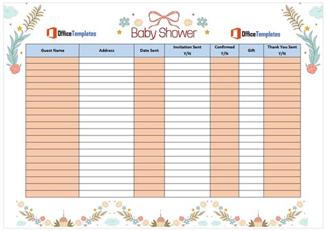 Baby Shower Guest List Template