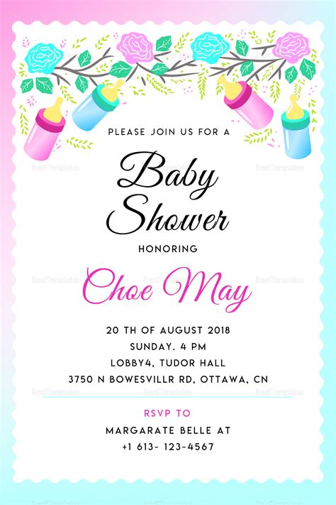 Baby Shower Invitation Template for Word