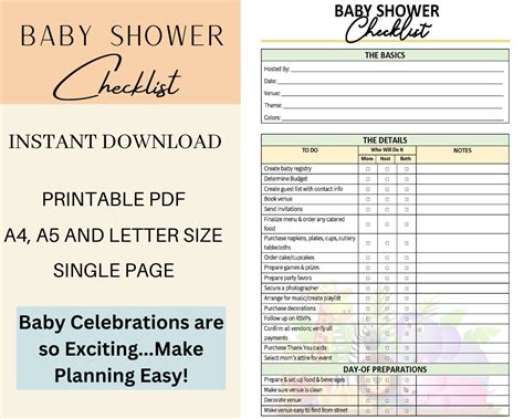 Baby Shower Planning Templates