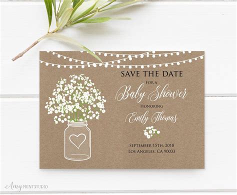 Floral Wreath Baby Shower Save the Date Template