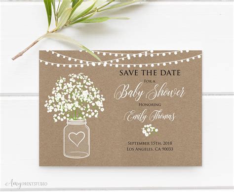 Vintage Look Baby Shower Save the Date Template