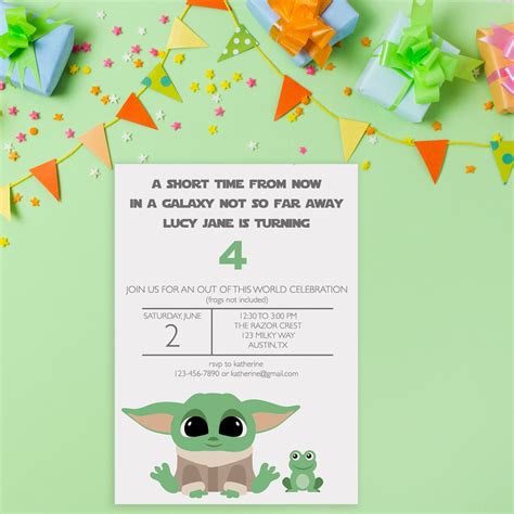 Baby Yoda Invitation Template Ideas