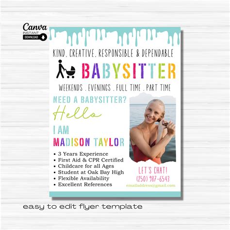 Babysitter Flyer Template Canva 10