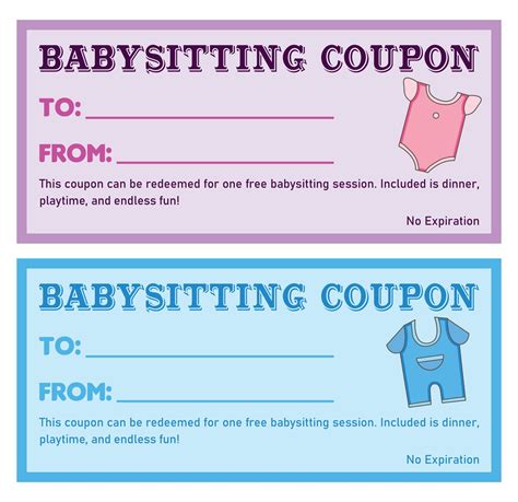 Babysitting Coupon Designs for Kids