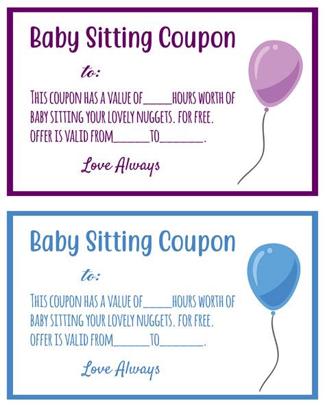 Babysitting coupons gallery 1