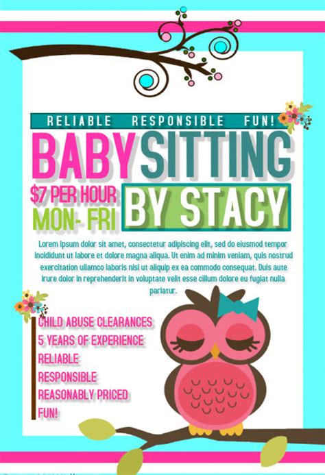 Babysitting Flyer Templates for Microsoft Word