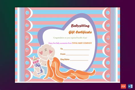 Babysitting Gift Certificate Templates for Word 3