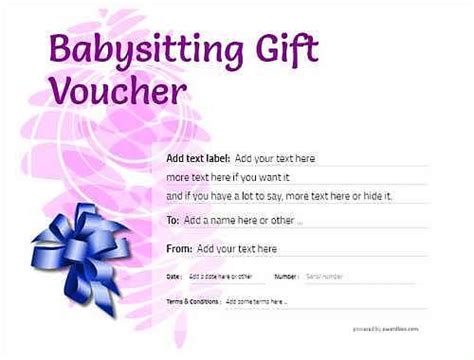 Babysitting Gift Certificate Templates Word 9