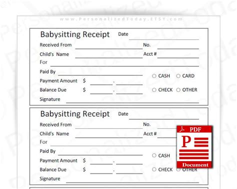 Babysitting Receipt Templates