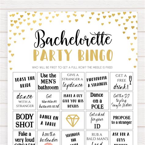 Bachelorette Party Bingo Game