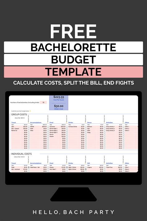 Bachelorette Party Budget Template