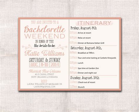 Bachelorette Party Itinerary Template