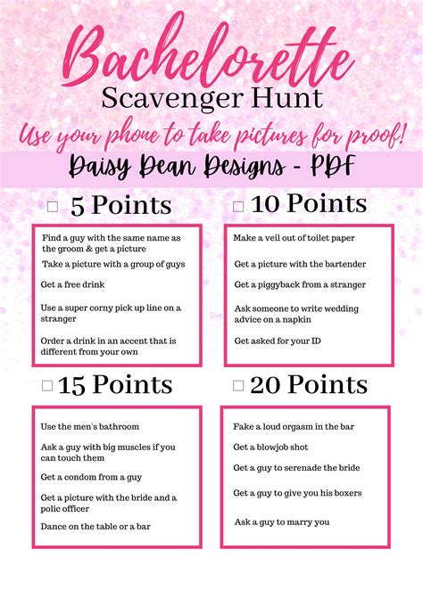 Bachelorette Scavenger Hunt Idea 1