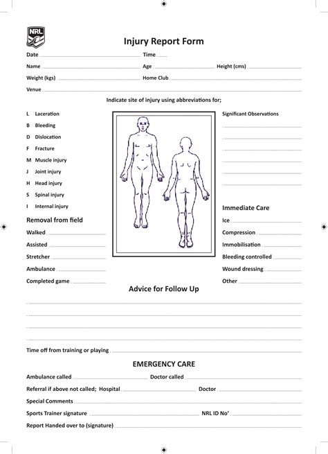 Back Injury Template