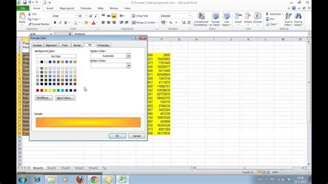 Background Cells in Excel