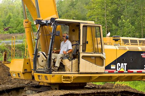 Backhoe operator at work