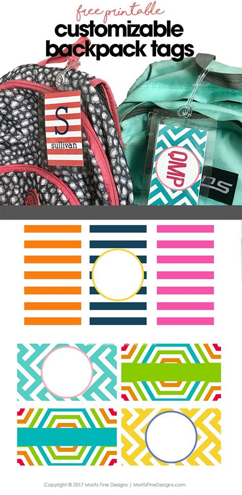 Backpack tags for kids templates