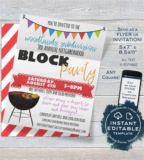 Backyard BBQ Block Party Flyer Template