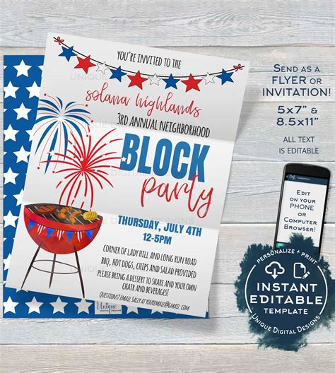 Backyard BBQ Block Party Flyer Template