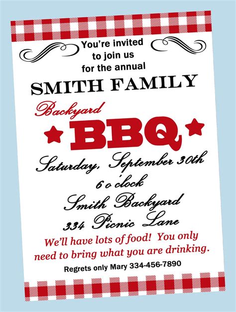 Backyard BBQ Invitation Template 1