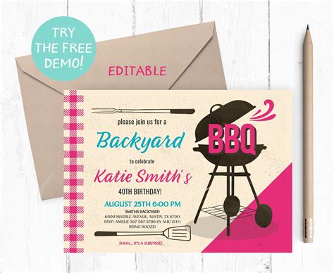 Backyard BBQ Invitation Template 6