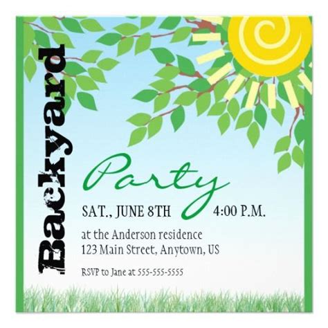 Backyard Party Invitation Template 1