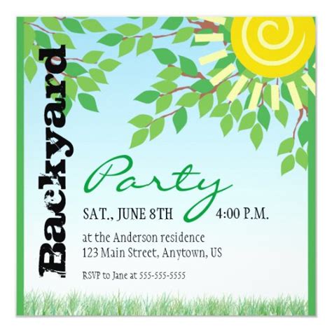 Backyard Party Invitation Template 4