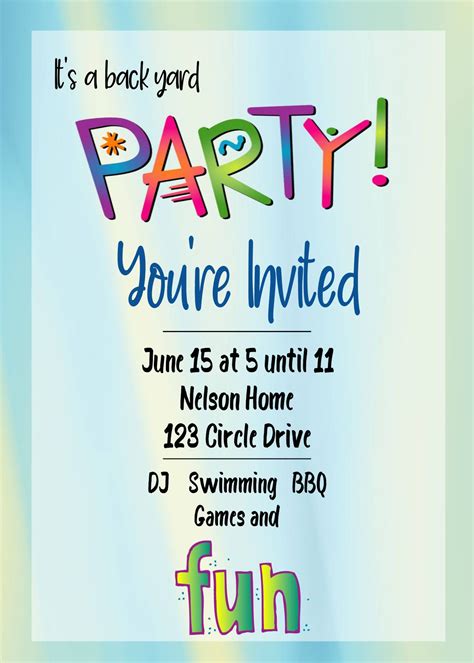 Backyard Party Invitation Template 6