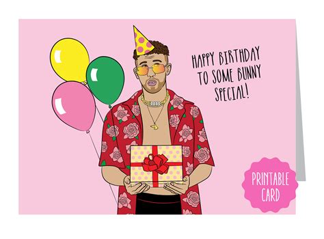 Bad Bunny Birthday Card Design