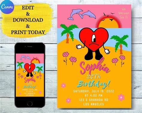 Bad Bunny Music-Inspired Invitation Template