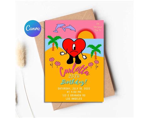 Bad Bunny Tropical Flowers Invitation Template