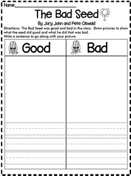 The Bad Seed printable activities for kids