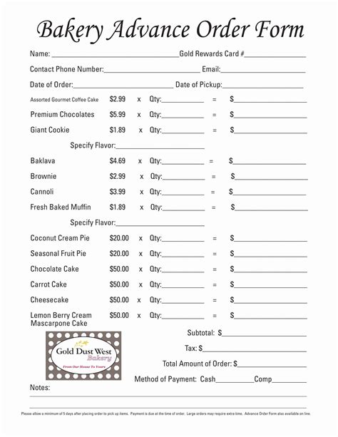 Bakery Order Form