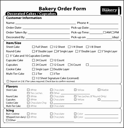 Bakery Order Form Template Example 7