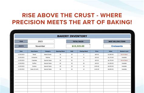 Bakery Order Reporting Excel Template