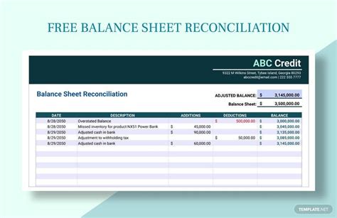 Balance Sheet Reconciliation Template